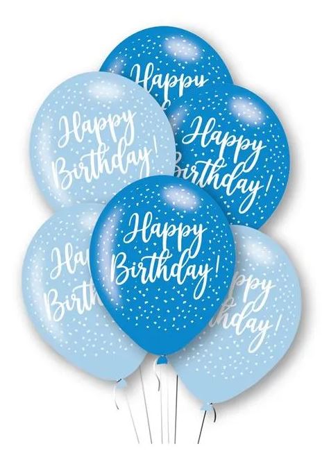 Happy Birthday Blue Latex Balloons