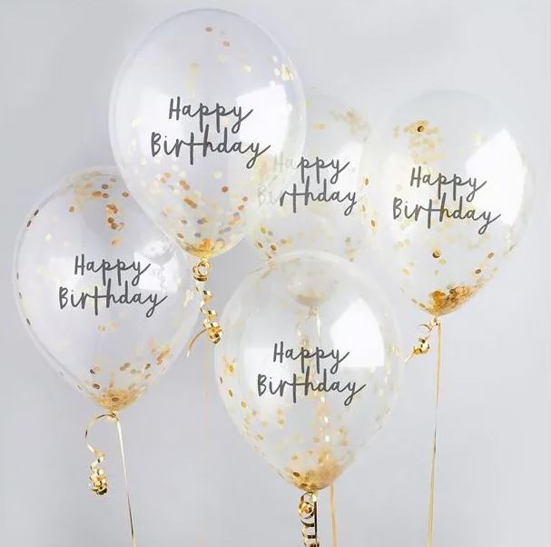 Happy Birthday Gold Confetti Balloons